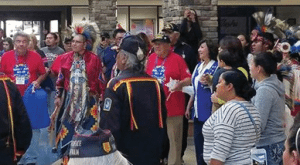 Courtesy photo Members of the first Native American Honor Flight join in the round dance at the Reno-Tahoe International Airport.